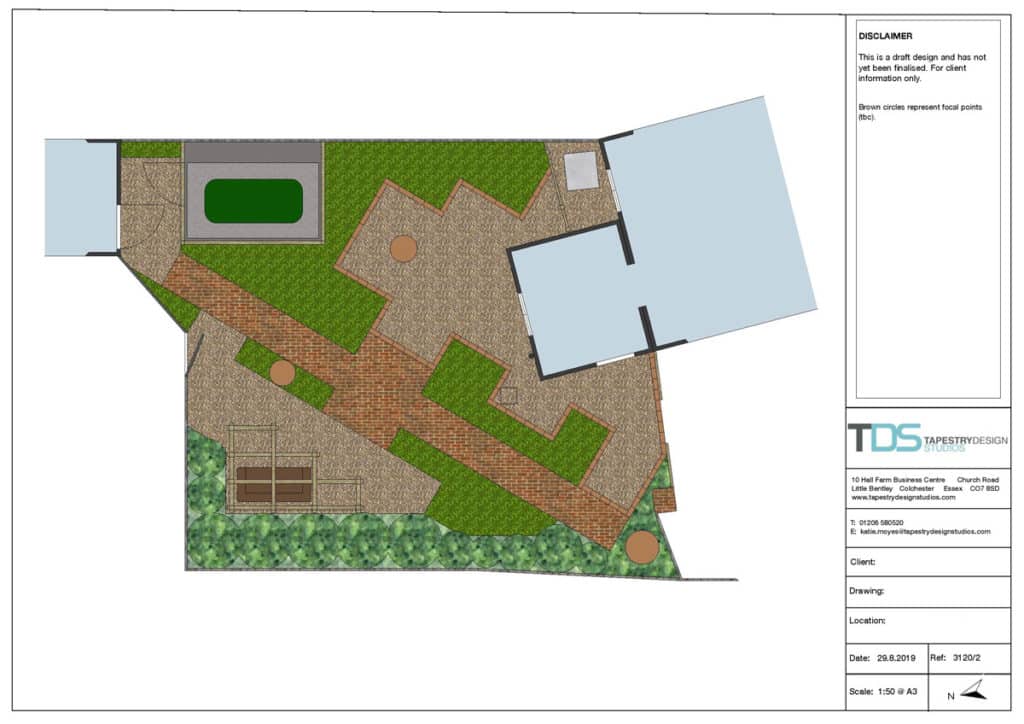draft garden design showing layout