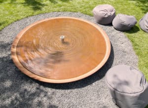 simple water feature in corten steel