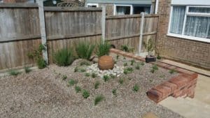 coastal themed garden with low maintenance planting