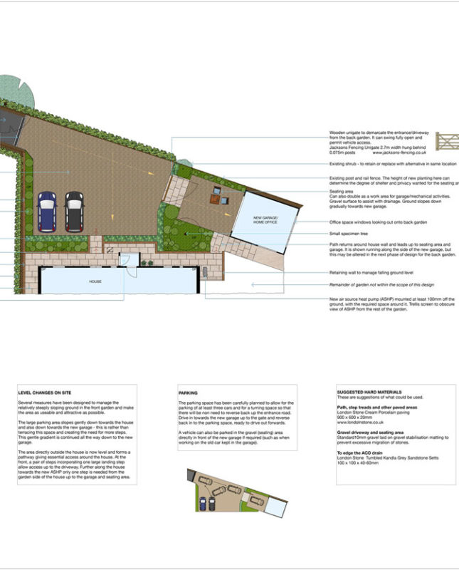 driveway design for a house with home office attached