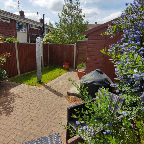 medium sized back garden with small lawn