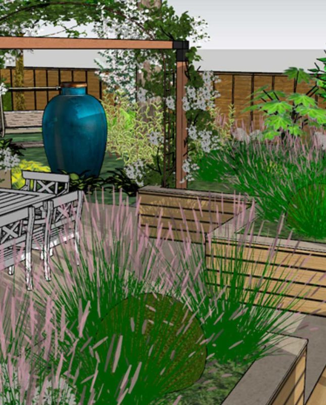 3d garden design for dining area