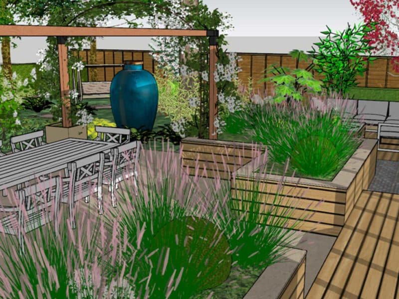 3d garden design for dining area