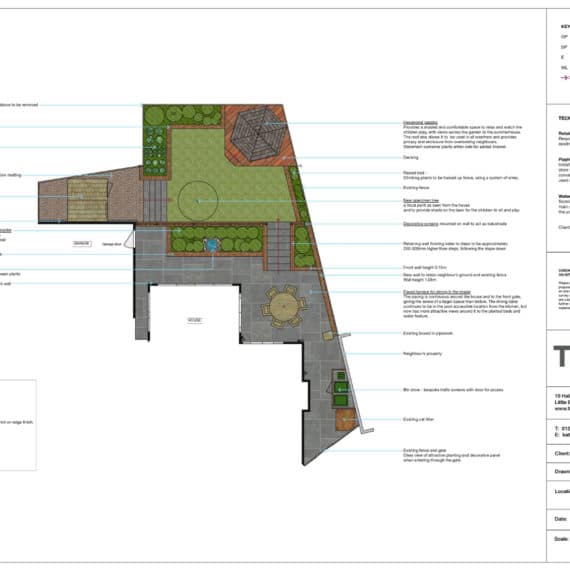 2D garden design for terraced family garden