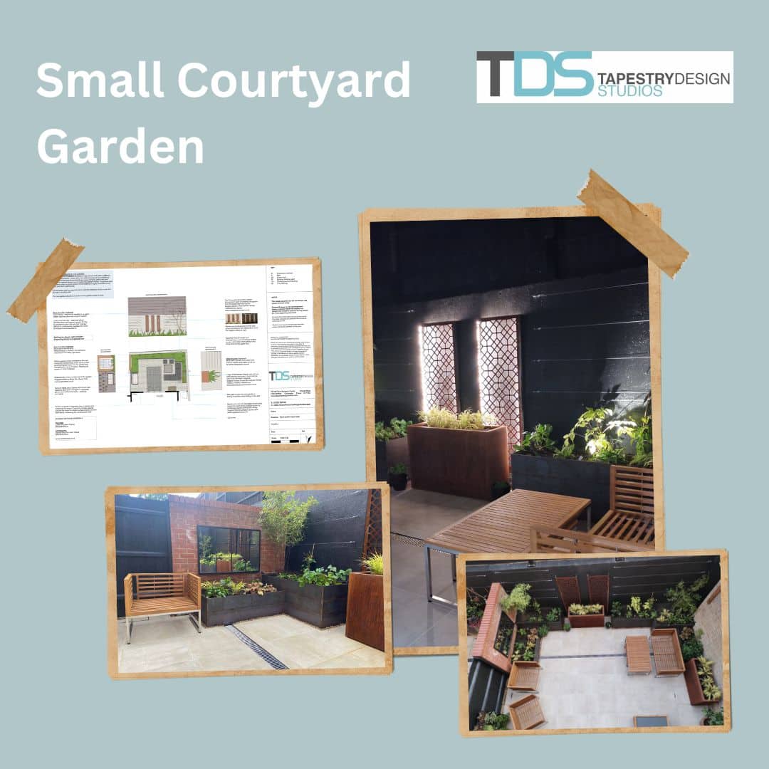garden design and finished pictures of a small courtyard garden