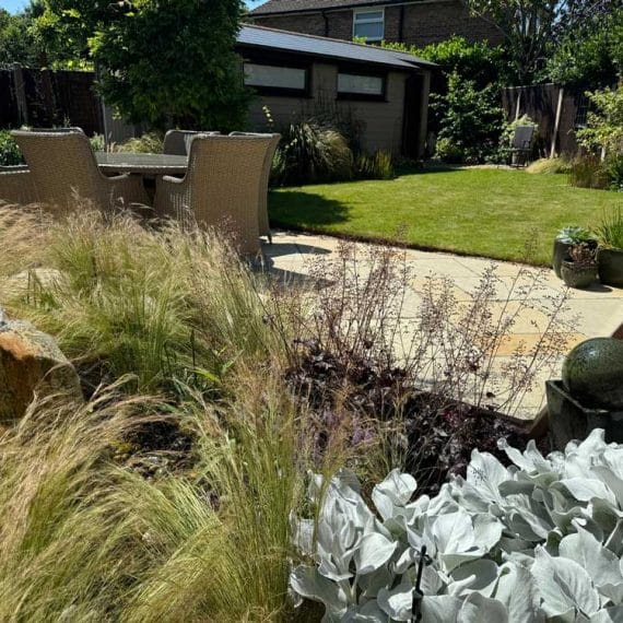 lovely sunny patio overlooking lawns